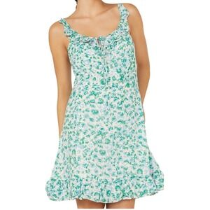 Molly Bracken Floral Cami Dress Womens XL Off White Blue Green Ruffle NWT
